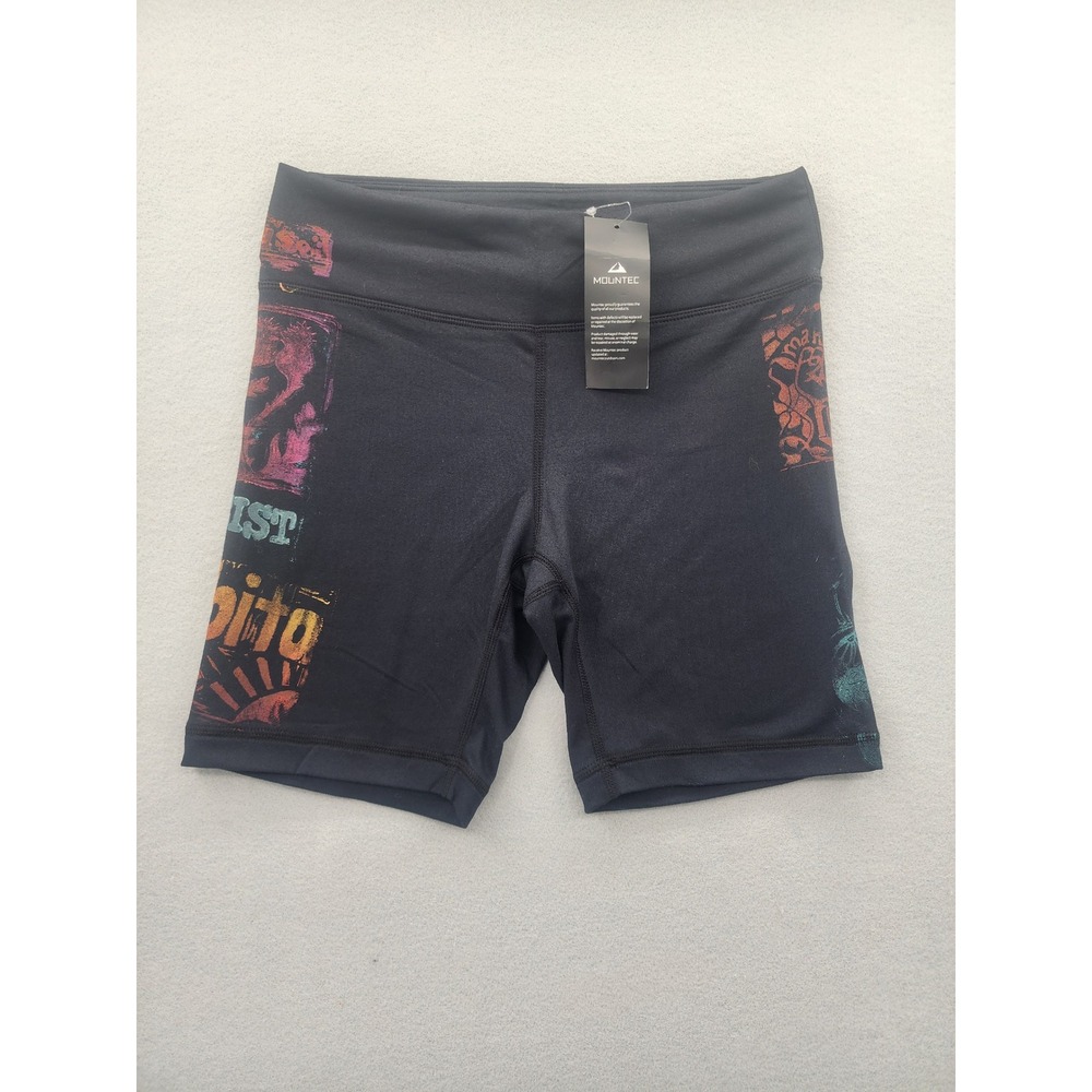Mountec Women Graphic Compression Biker Shorts Black Medium NWT Resist Habito